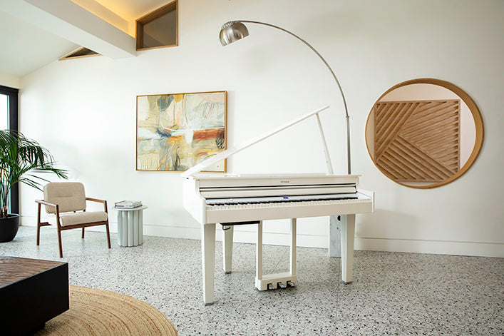 Roland GP-6 digital grand piano in a home setting