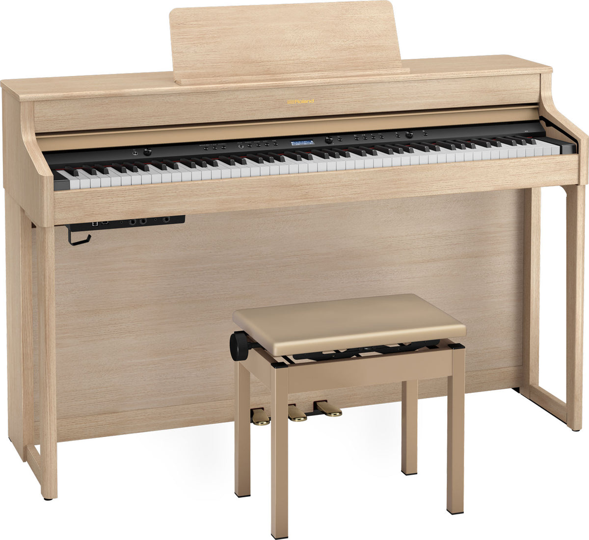 Roland HP702 digital piano in Light Oak