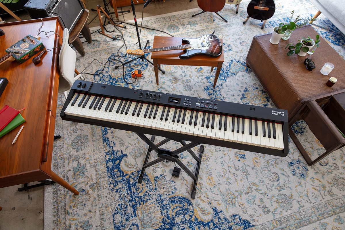 Roland RD-08 stage piano in a performance space
