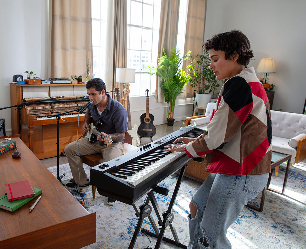 Roland RD-08 stage piano in a rehearsal setting